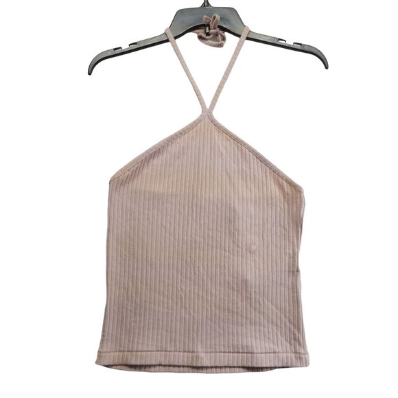 Me To We Knit Halter Top Womens Neck Tie Strap Pink Pacsun Size M - Picture 1 of 8